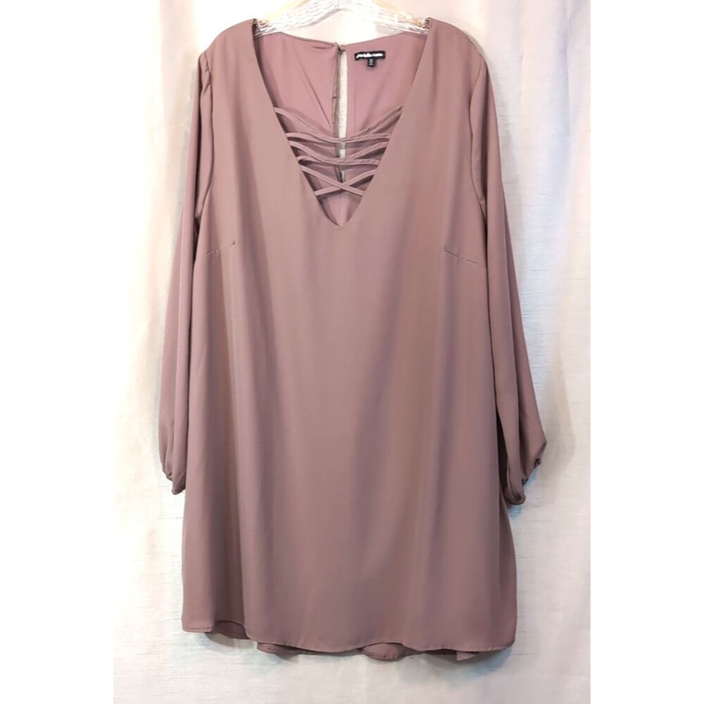 Charlotte Russe Women's Size 3X Mauve Purple Lace Up Shift Dress Feminine Flowy